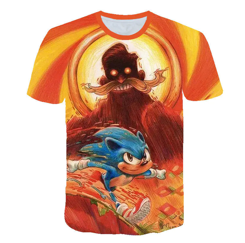 Anime 3D Print Round Neck T-Shirt for Kids