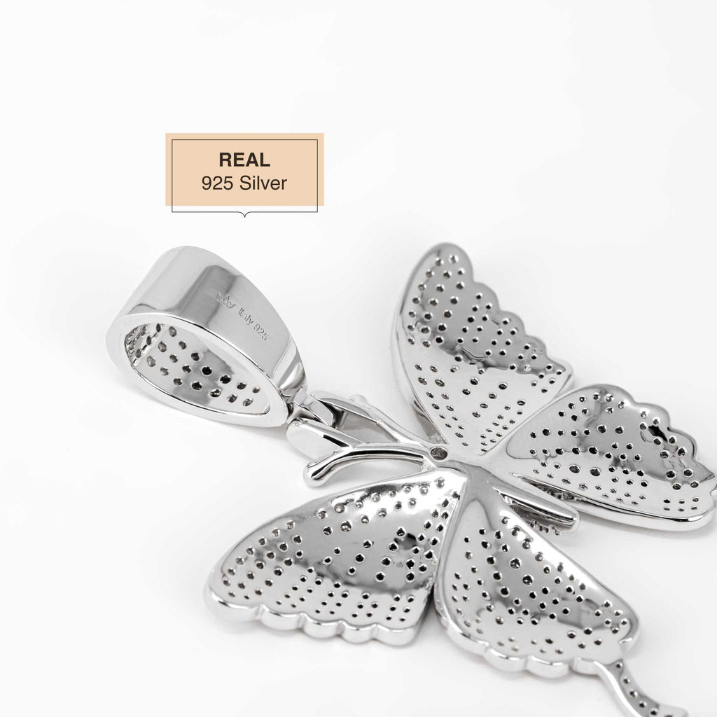 Women's Moissanite Butterfly Pendant 925 Sterling Silver 2.5 TCW