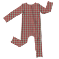 Red Plaid Bamboo Convertible Footie (Pre-Order)