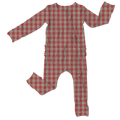 Red Plaid Bamboo Ruffle Convertible Footie (Pre-Order)