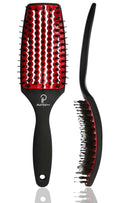 Medium red curved vented boar bristle detangler brush