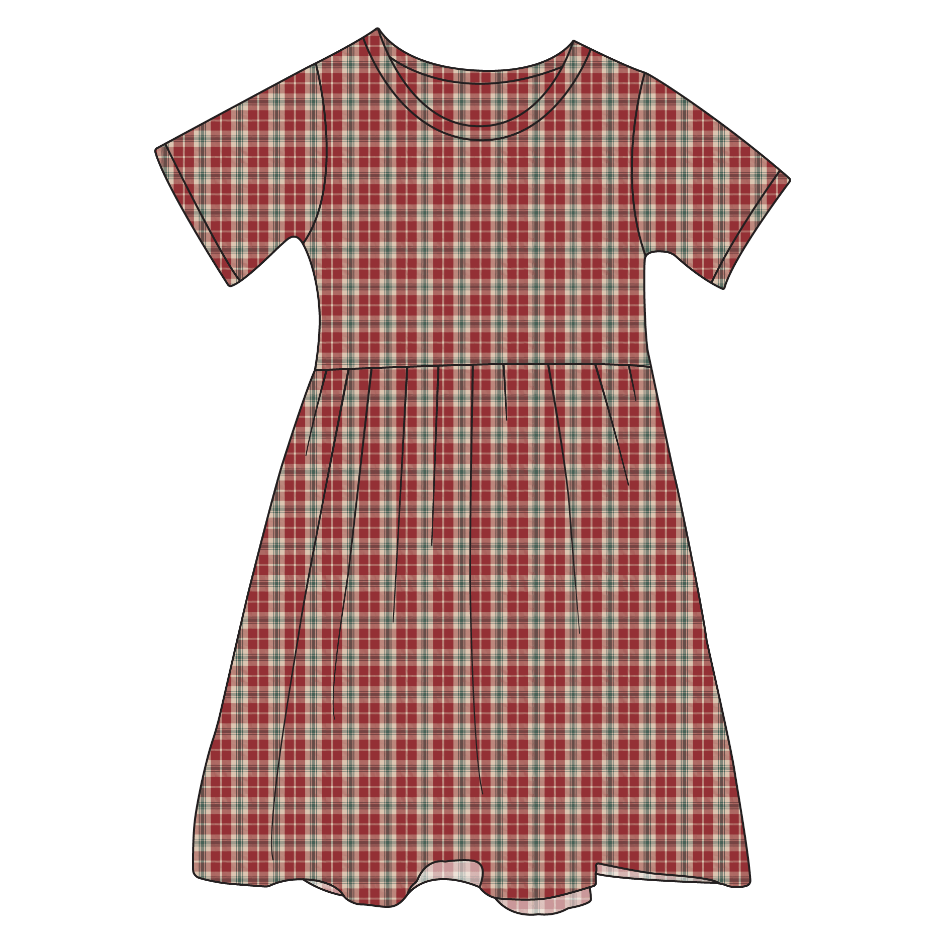 Red Plaid Bamboo Ruffle Spin Dress (Pre-Order)