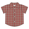 Red Plaid Bamboo Button Down Tee (Pre-Order)