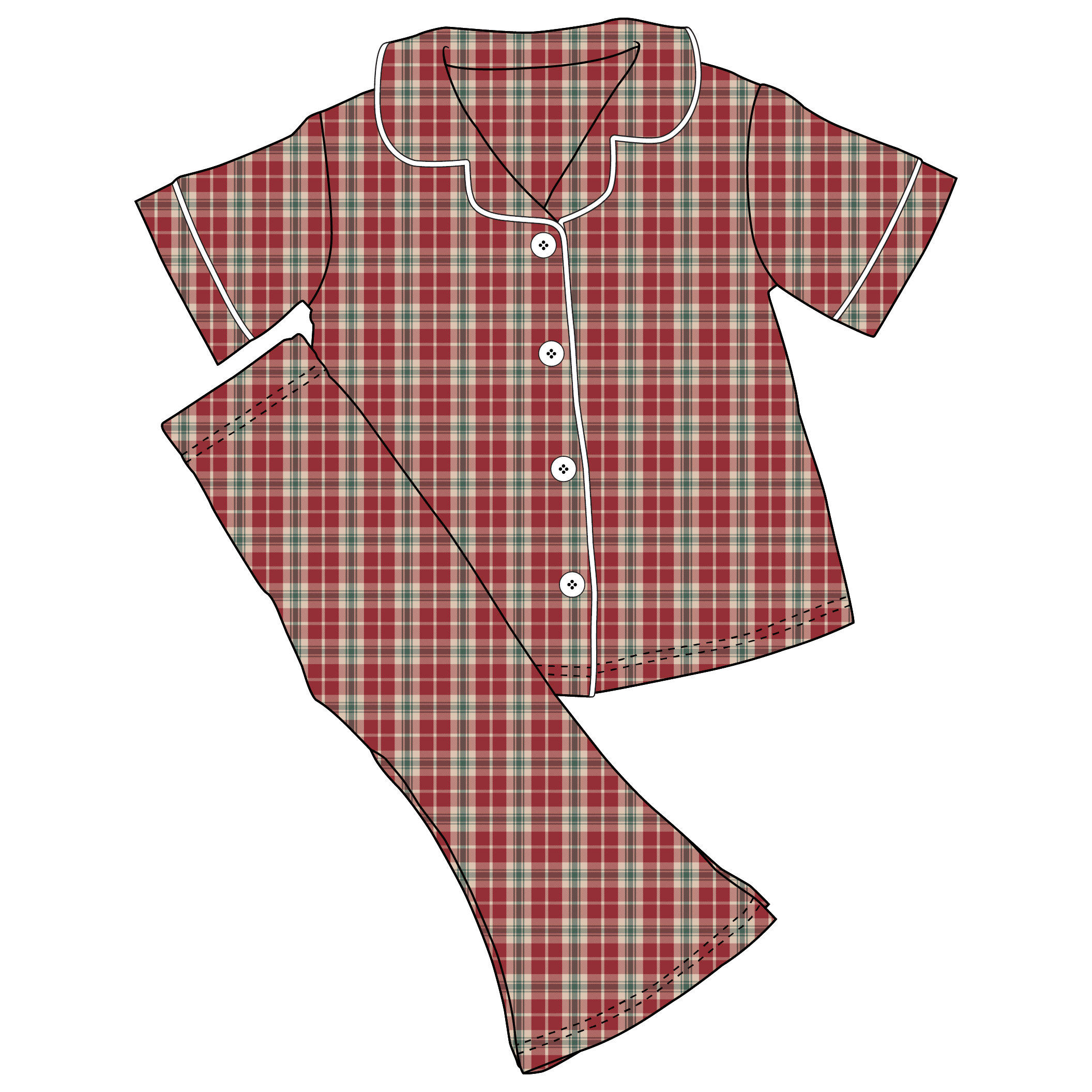 Red Plaid Bamboo Girls Luxe Lounge Set (Pre-Order)