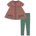 Red Plaid Short Sleeve Tunic + Legging Set (Pre-Order)