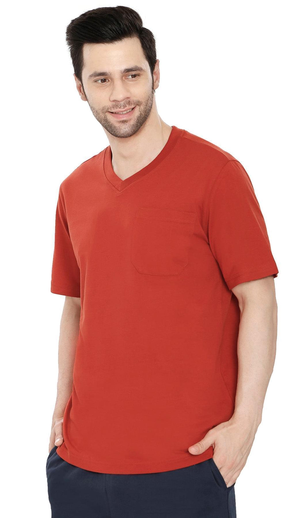 Men's Heavyweight V-Neck T-Shirt with Chest Pocket