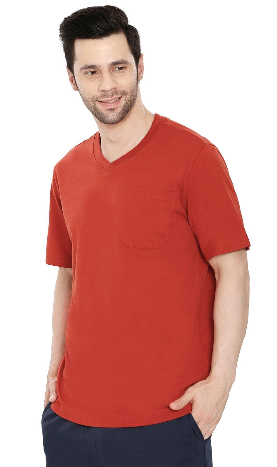 Men's Heavyweight V-Neck T-Shirt with Chest Pocket