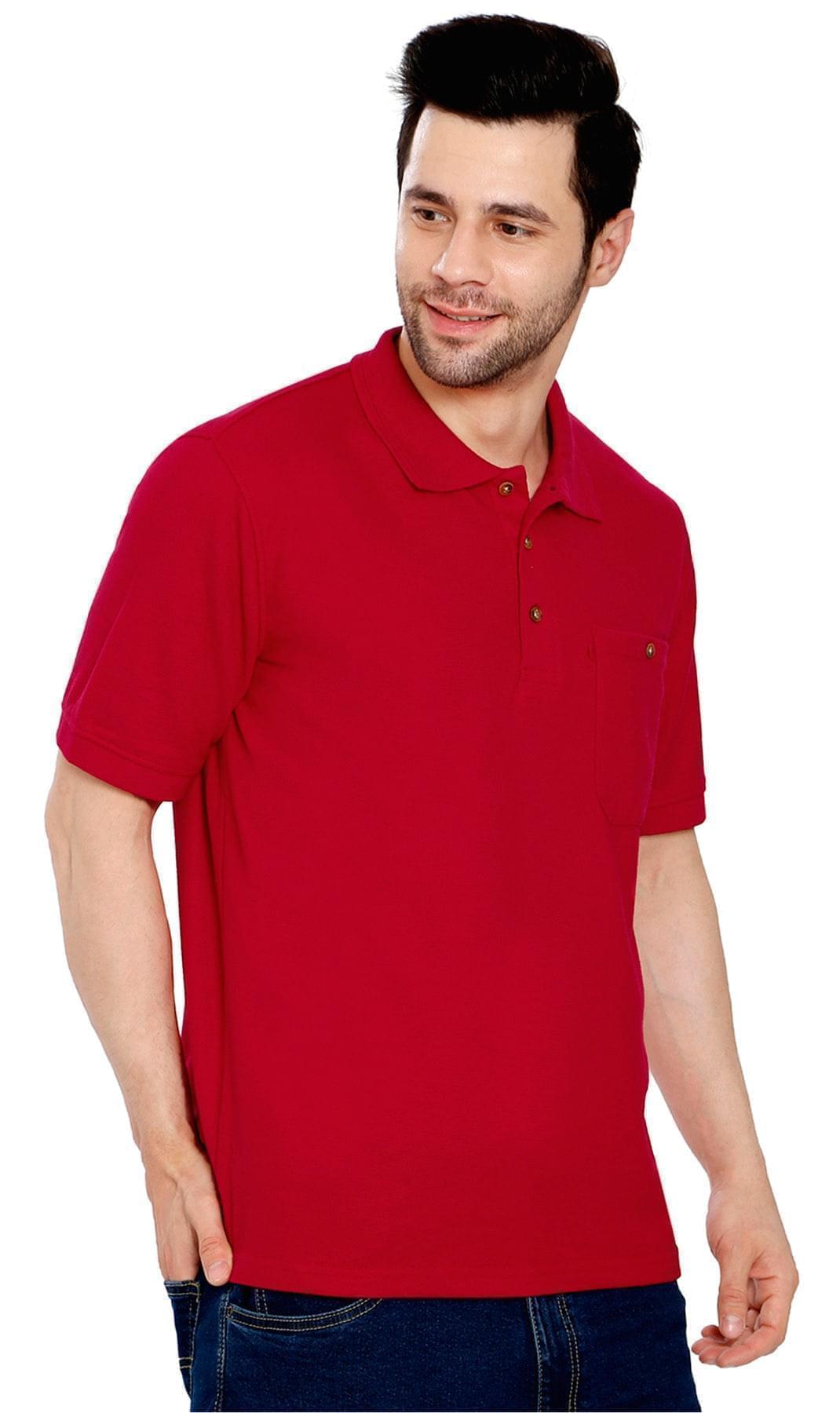 Men's Short Sleeve Pique Polo Shirt with Chest Pocket - Regular Fit