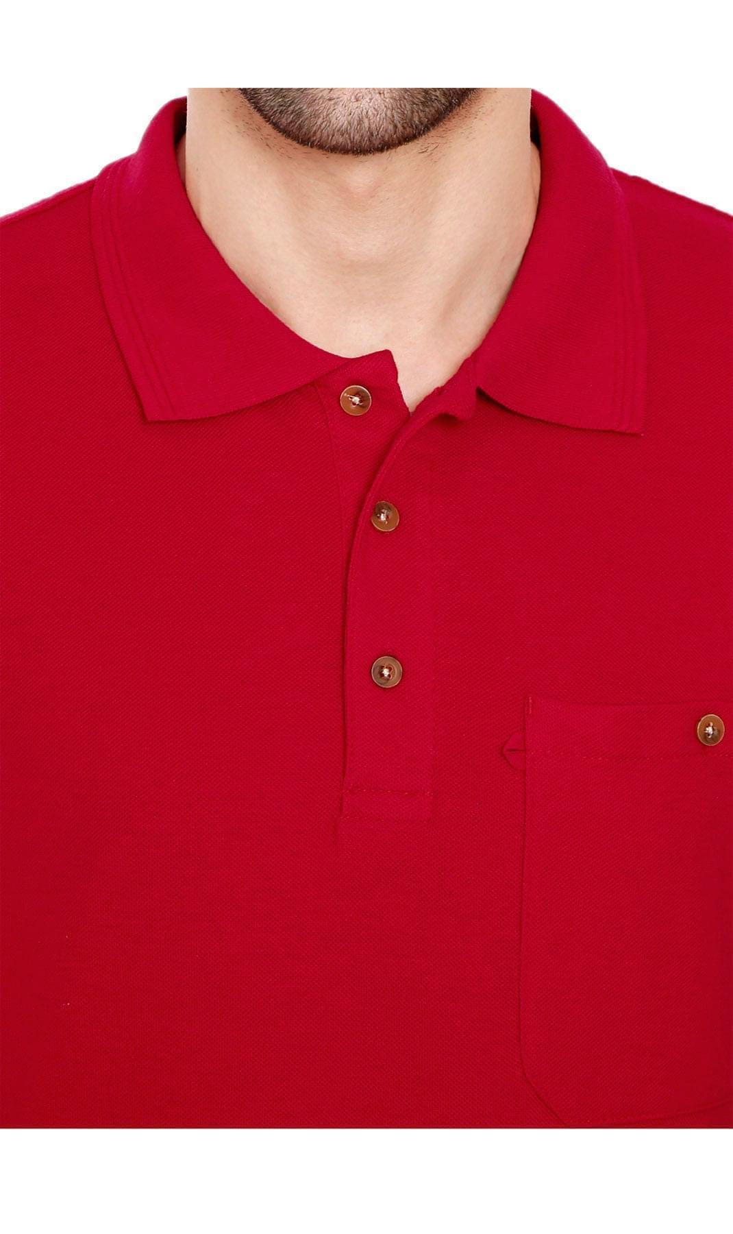 Men's Short Sleeve Pique Polo Shirt with Chest Pocket - Regular Fit