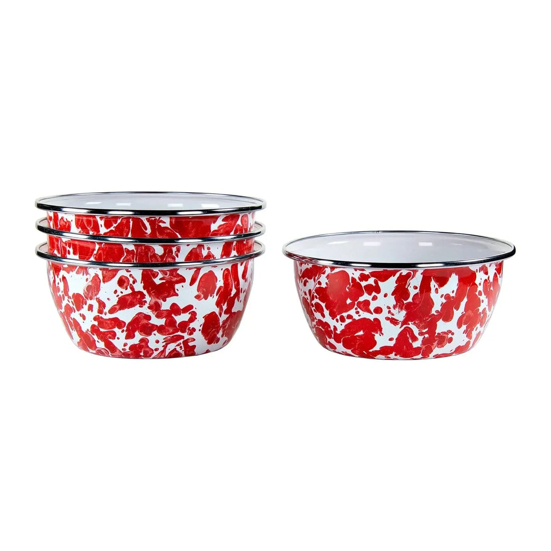 Aspen Grove Enamelware Salad Bowls - Rustic Set of 4