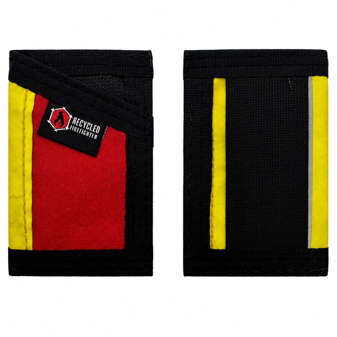 Minimalist bunker gear wallet in tan, black, yellow, and red colorways