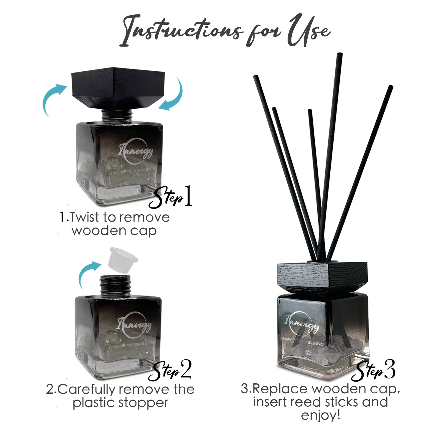 Scorpio Zodiac Crystal-Enhanced Reed Oil Diffuser, Sea Salt & Eucalyptus Scent, 100ml
