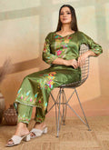 Mahendi Green Printed Cotton Rayon Kurta Pant Set