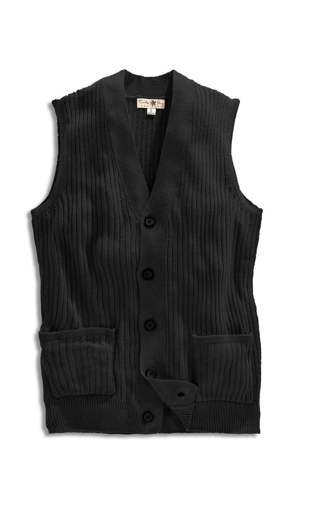Men's Button Front Rib Knit Sweater Vest with Pockets