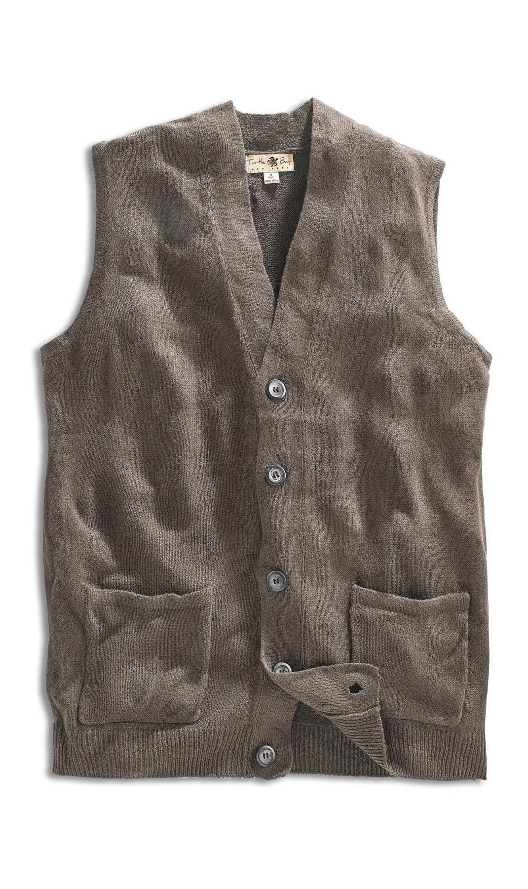 Men's Button Front Knit Sweater Vest with Chest Pockets