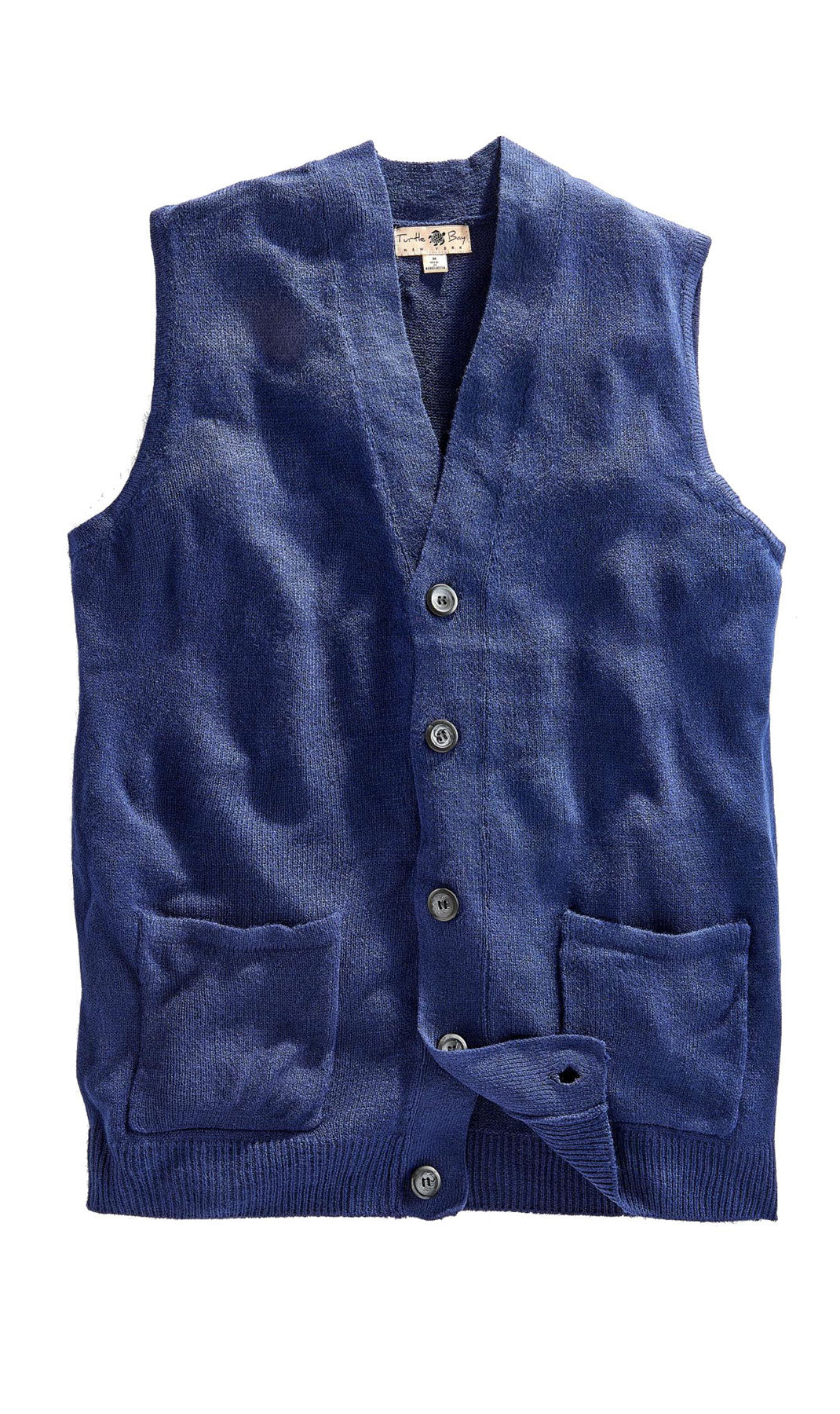 Men's Button Front Knit Sweater Vest with Chest Pockets