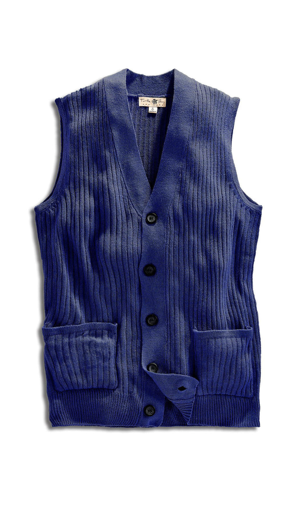Men's Button Front Rib Knit Sweater Vest with Pockets
