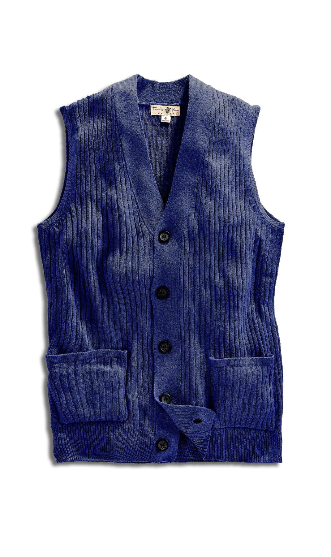 Men's Button Front Rib Knit Sweater Vest with Pockets