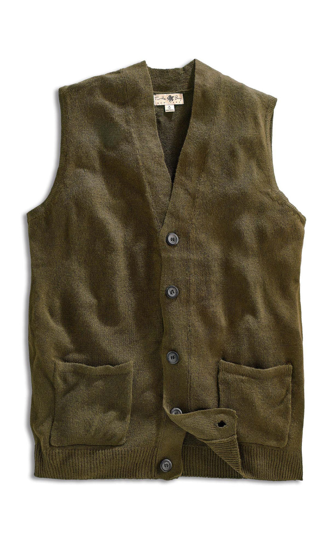 Men's Button Front Knit Sweater Vest with Chest Pockets