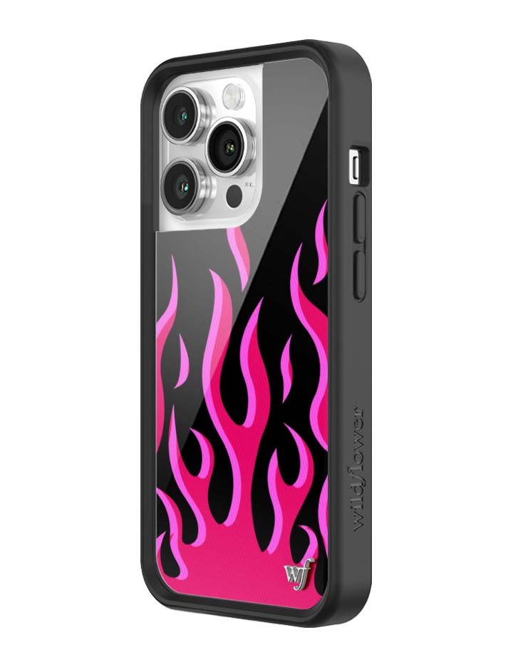 Flames iPhone Case in Bold Black and Vibrant Pink Design - Image 29