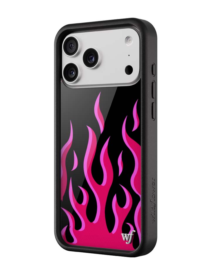 Flames iPhone Case in Bold Black and Vibrant Pink Design - Image 2