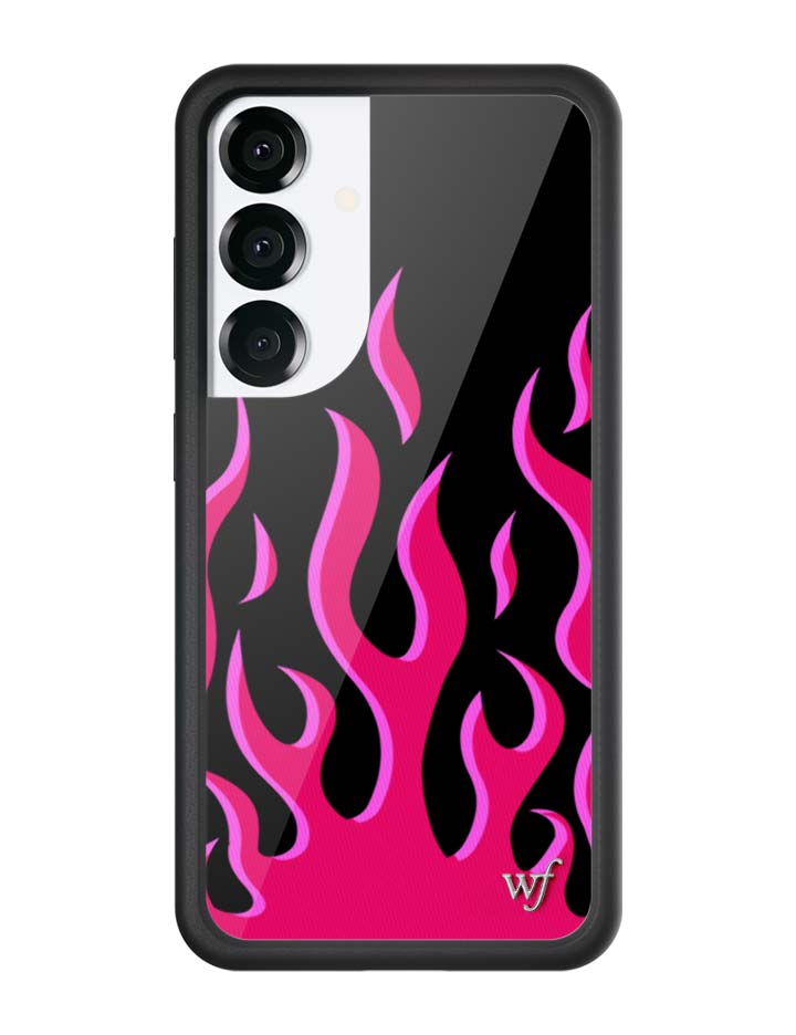 Flames Samsung Galaxy Phone Case in Black and Pink - Image 7