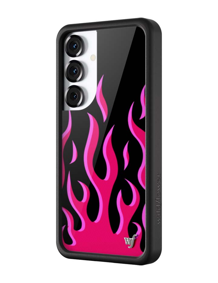 Flames Samsung Galaxy Phone Case in Black and Pink - Image 8