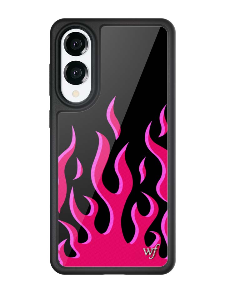 Flames Samsung Galaxy Phone Case in Black and Pink - Image 3