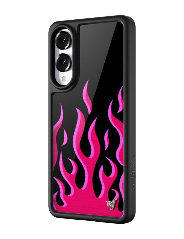 Flames Samsung Galaxy Phone Case in Black and Pink - Image 4