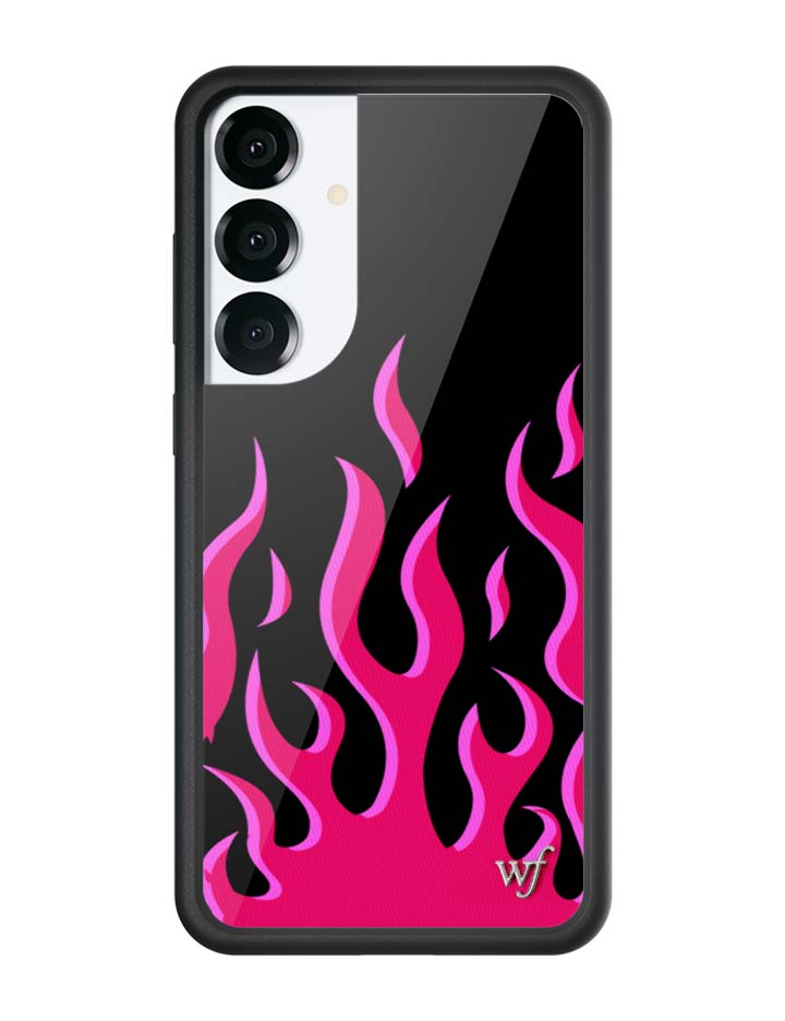 Flames Samsung Galaxy Phone Case in Black and Pink - Image 5