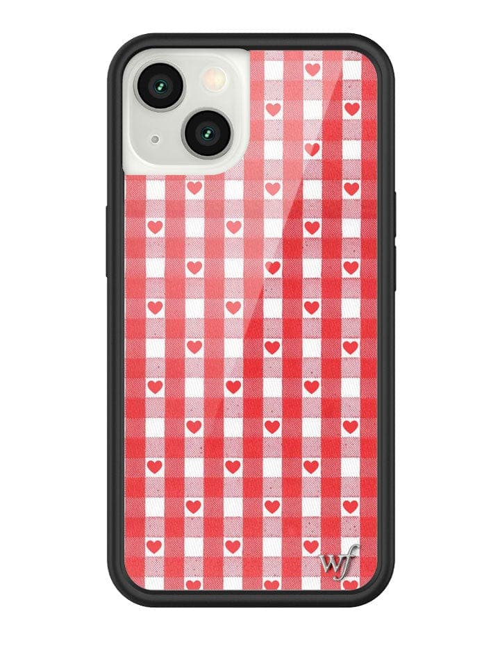 Gingham Heart Pattern Phone Case in Red with Black Bumper - Image 21