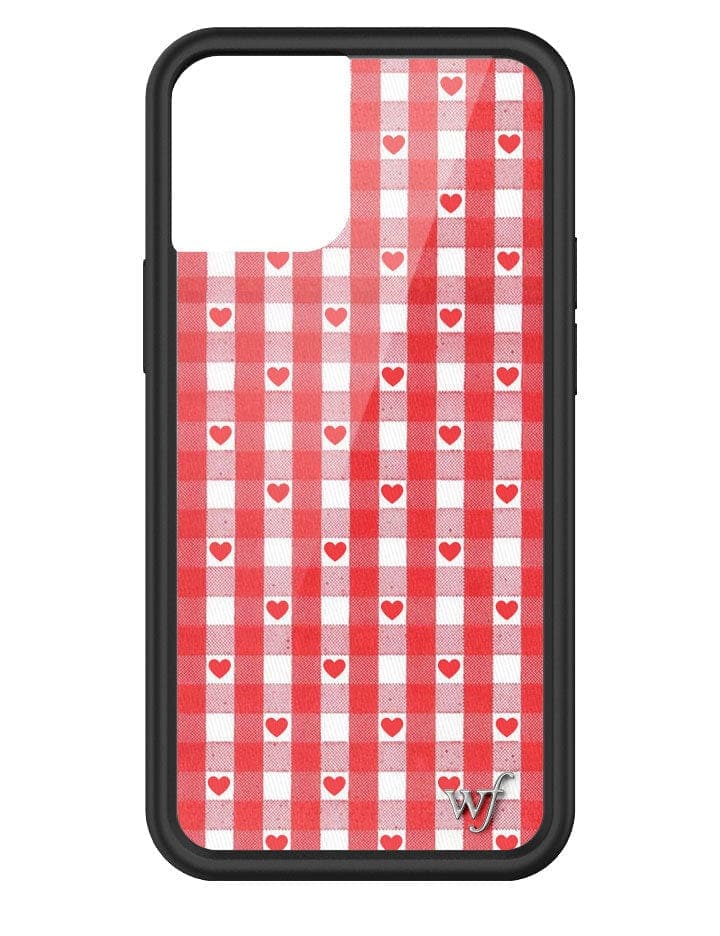 Gingham Heart Pattern Phone Case in Red with Black Bumper - Image 23