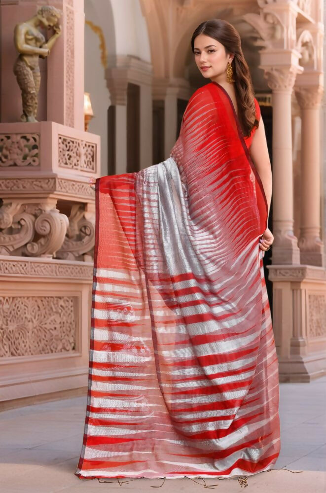 Joban Fashion Women Red Trendy Cotton Saree