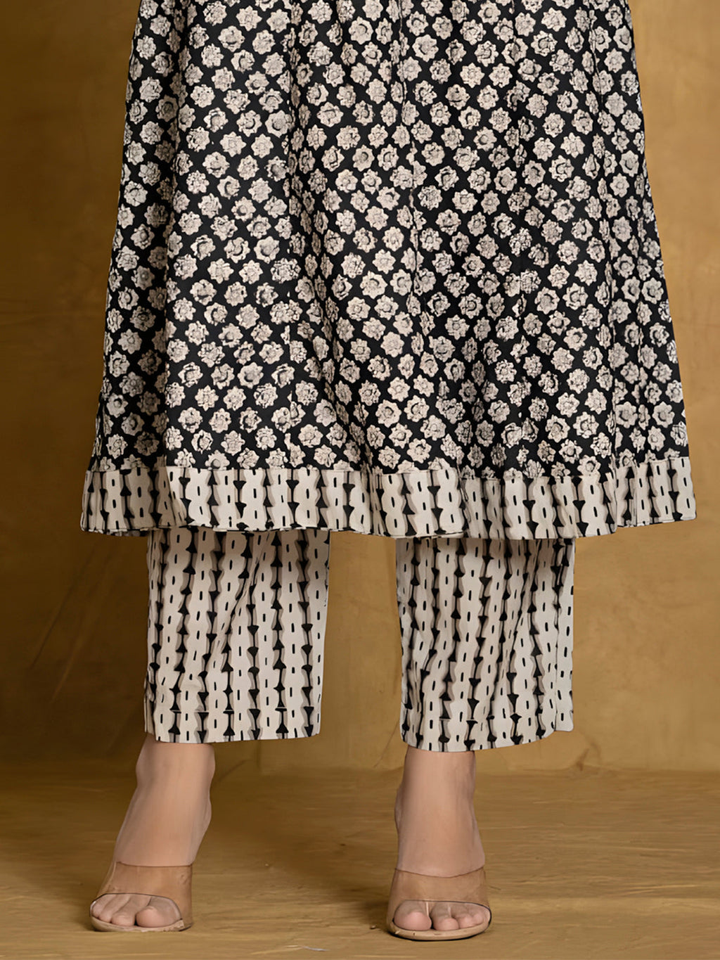 Printed Cotton Anarkali Kurta Set with Pant and Dupatta