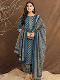 Blue Printed Cotton Straight Kurta Set with Dupatta