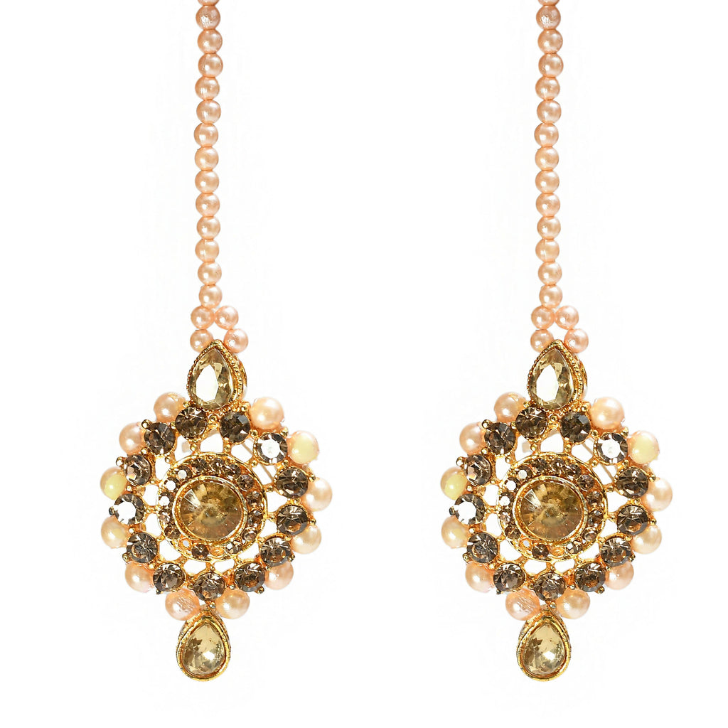 Gold-Polished Brass Kundan and Stone Choker Statement Necklace