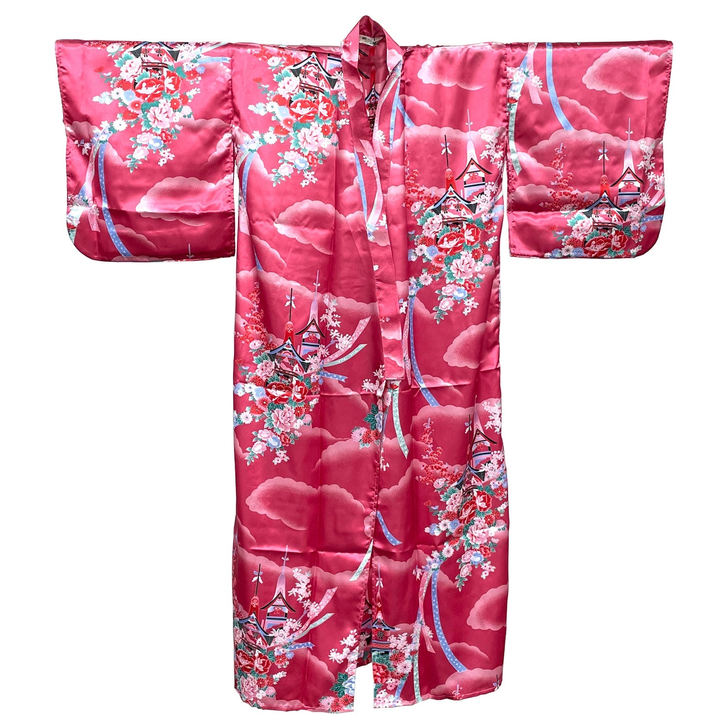 Japanese Traditional Kimono Robe - Pink Temple