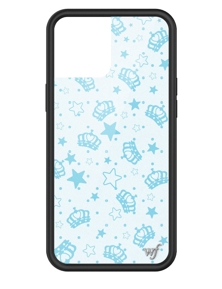 Baby Blue Royalty Crown and Star Print iPhone Case