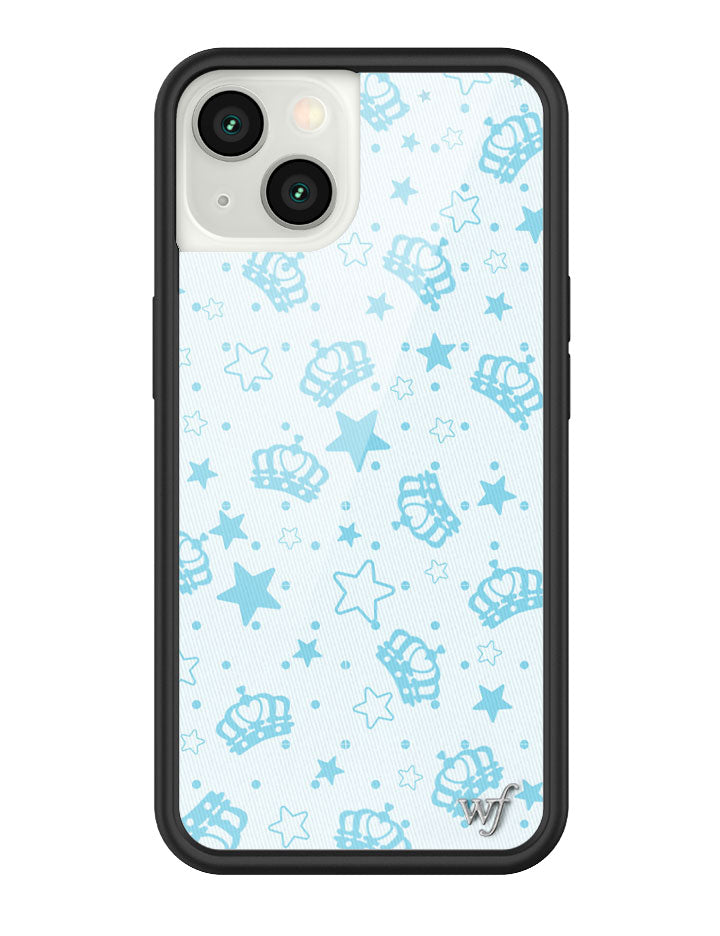 Baby Blue Royalty Crown and Star Print iPhone Case