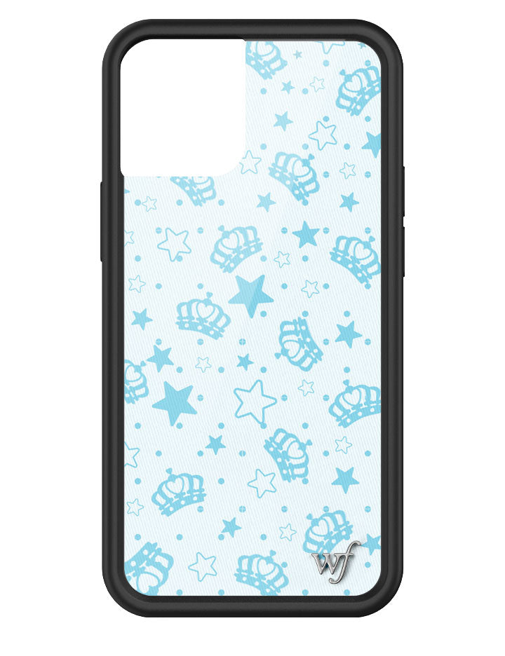 Baby Blue Royalty Crown and Star Print iPhone Case