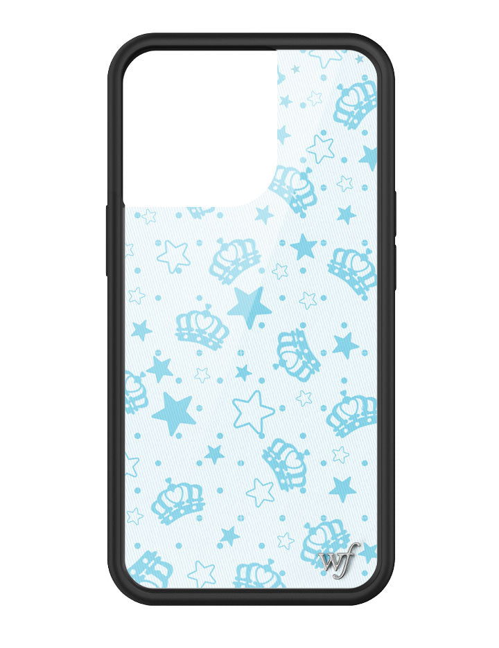 Baby Blue Royalty Crown and Star Print iPhone Case