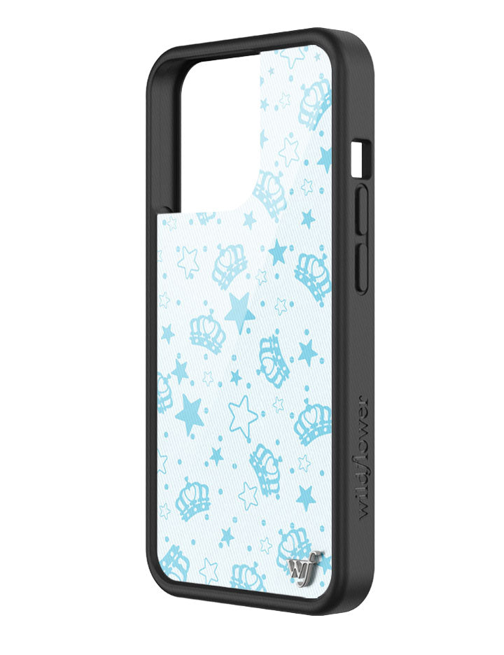 Baby Blue Royalty Crown and Star Print iPhone Case