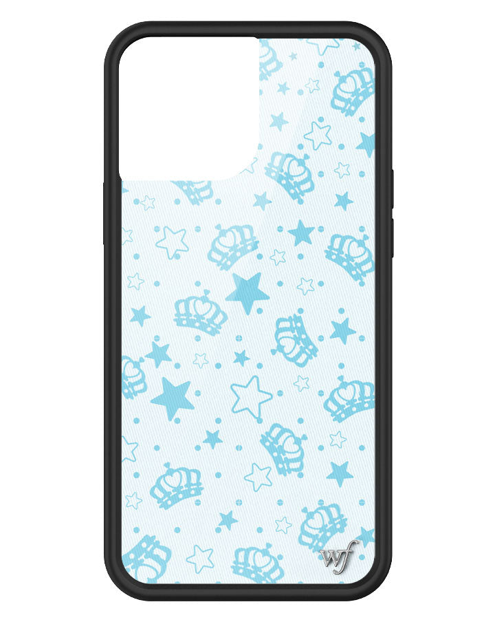 Baby Blue Royalty Crown and Star Print iPhone Case