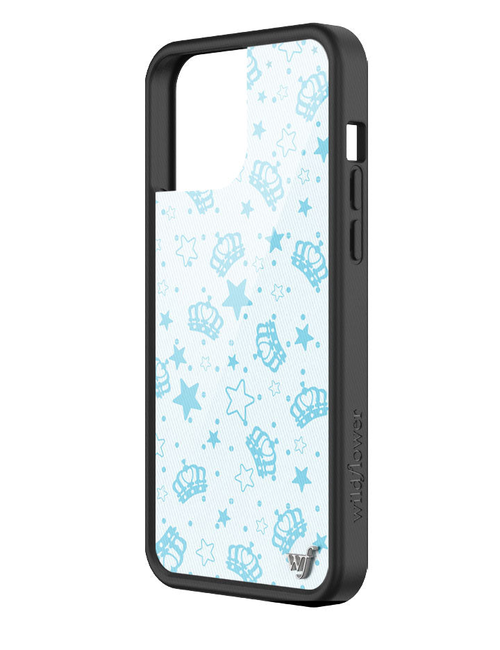 Baby Blue Royalty Crown and Star Print iPhone Case