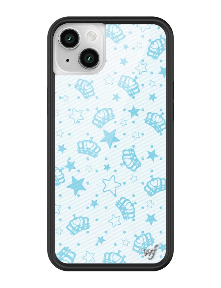 Baby Blue Royalty Crown and Star Print iPhone Case