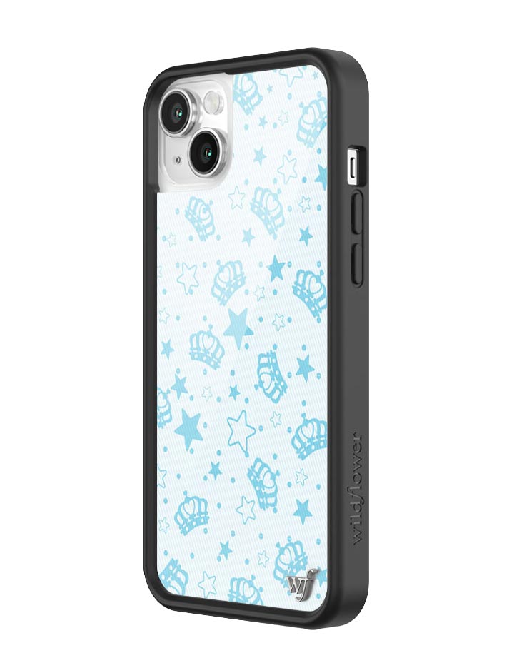 Baby Blue Royalty Crown and Star Print iPhone Case