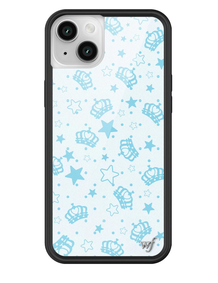 Baby Blue Royalty Crown and Star Print iPhone Case