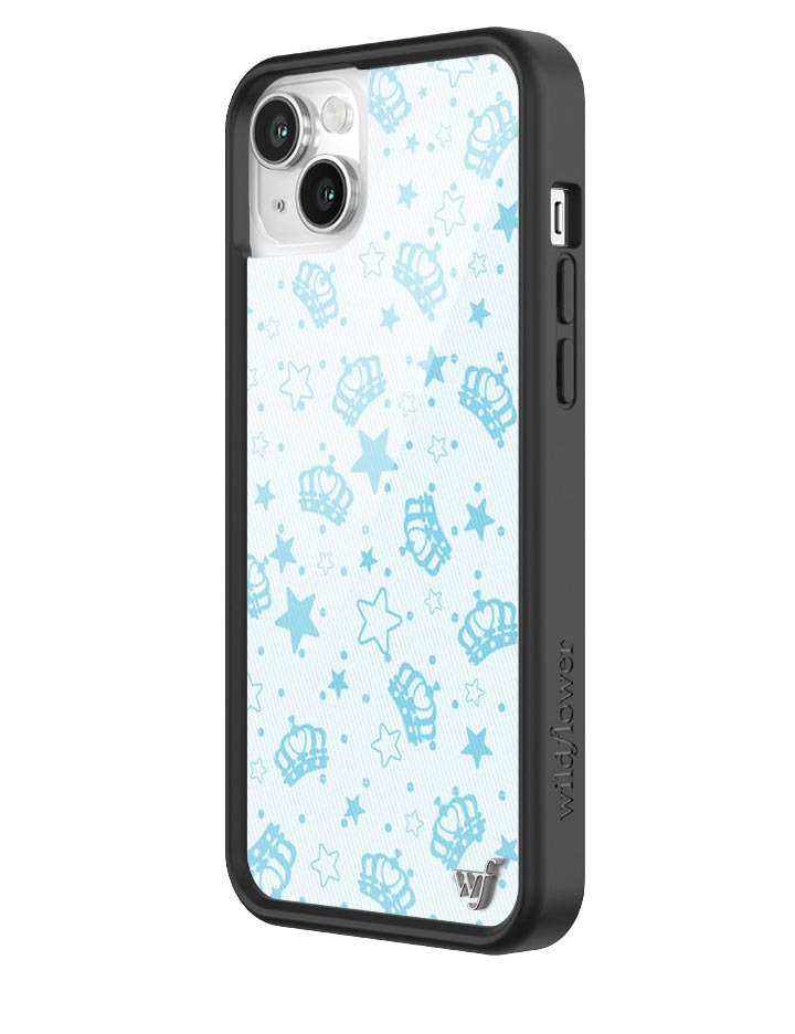 Baby Blue Royalty Crown and Star Print iPhone Case