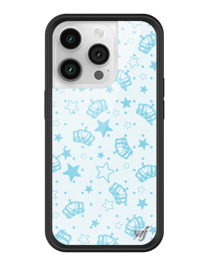 Baby Blue Royalty Crown and Star Print iPhone Case