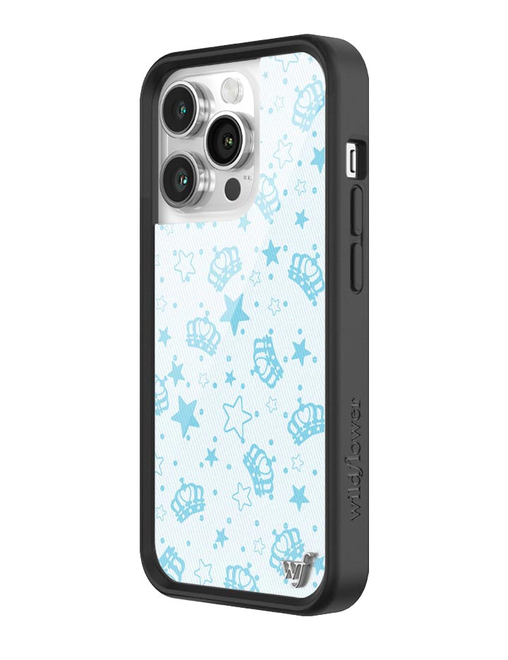Baby Blue Royalty Crown and Star Print iPhone Case